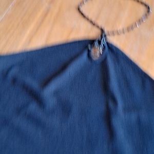 St. JOHN Black classic halter BEADED